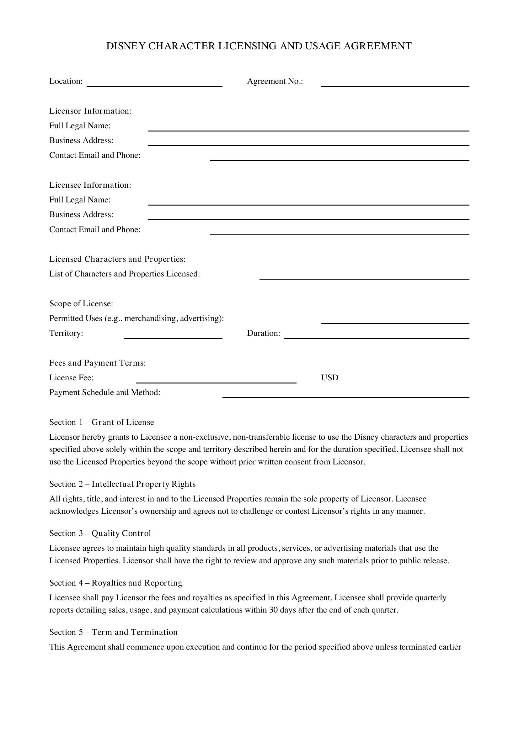 Disney Letter Template - US