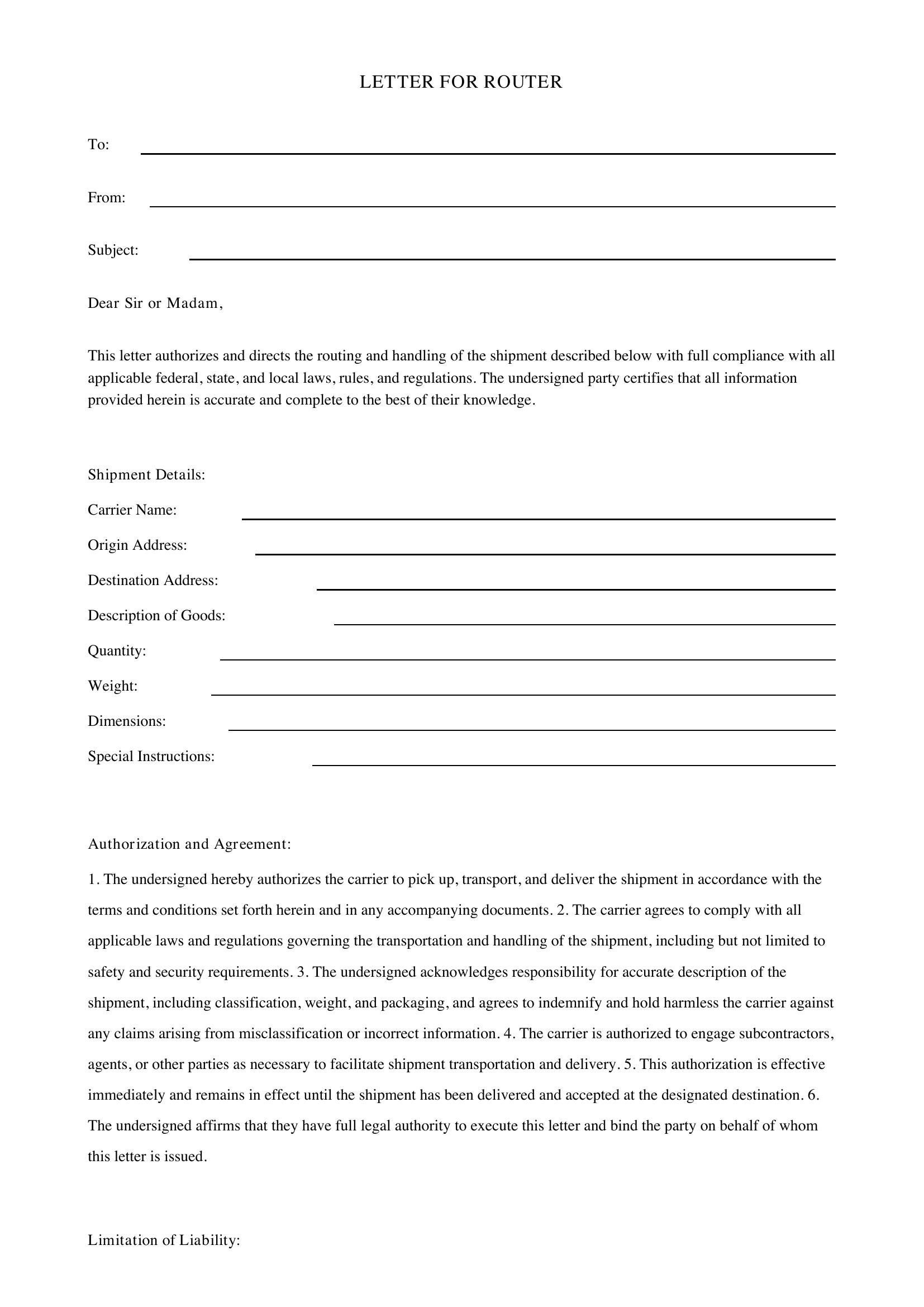 Letter For Router Template - US
