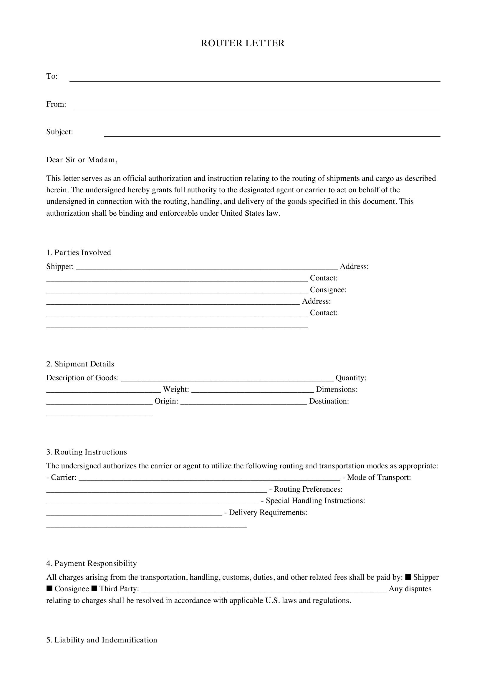 Router Letter Template - US