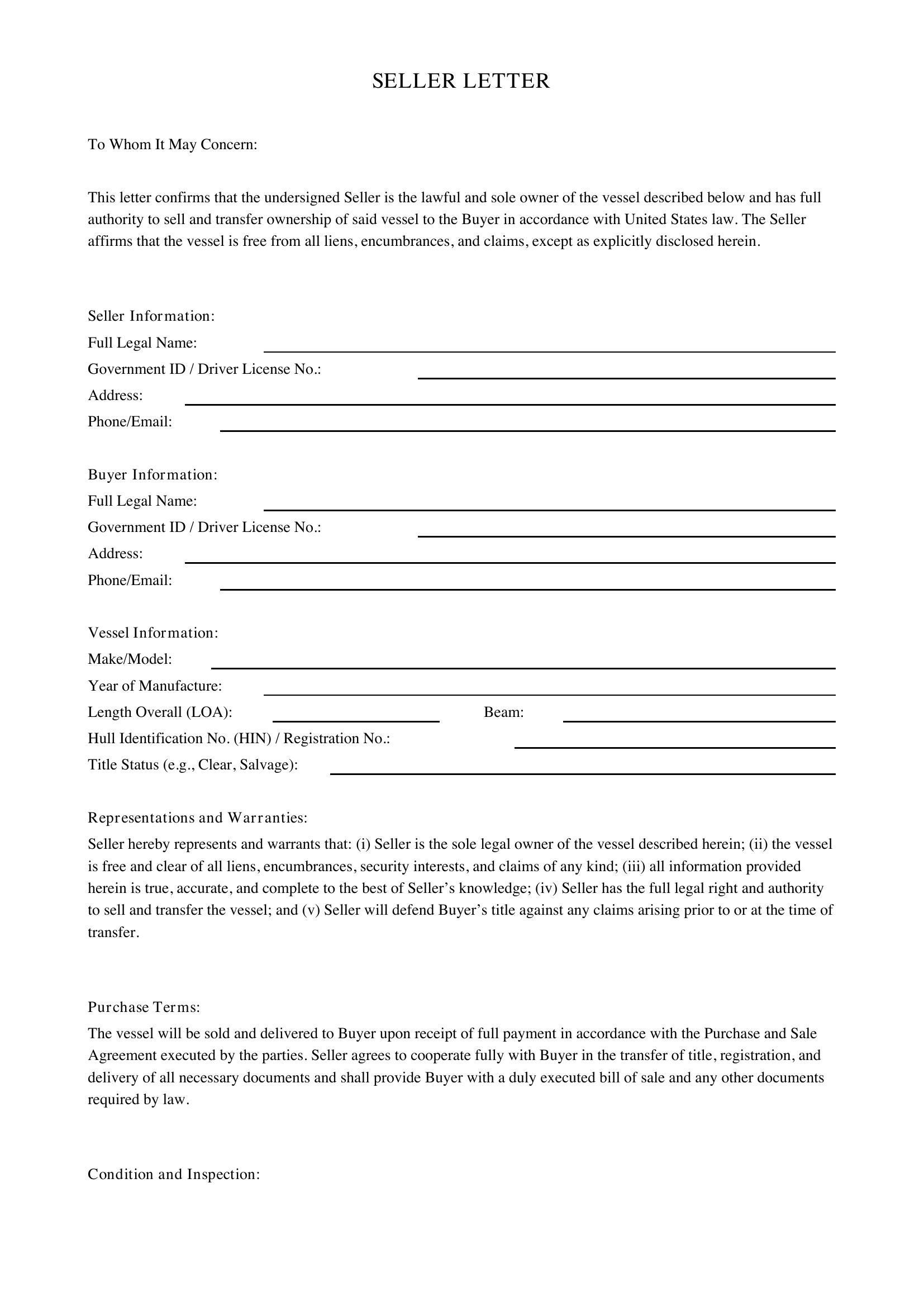 Seller Letter Template - US