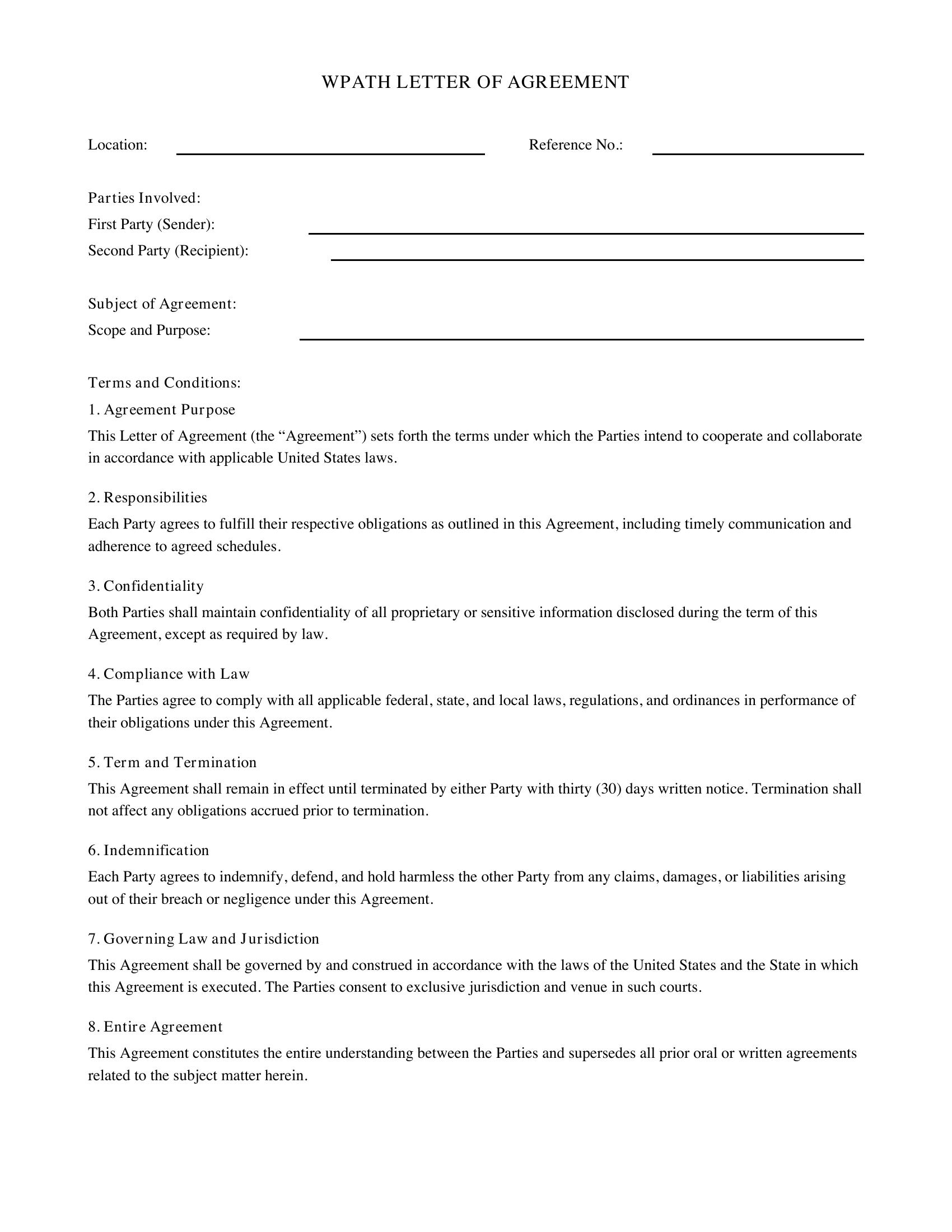 Wpath Letter Template - US